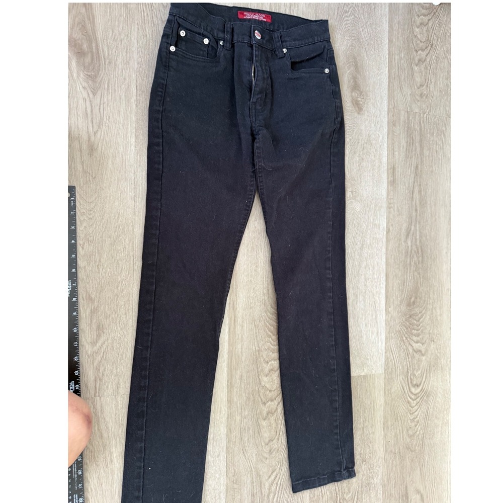 Relco Jeans London Mens Black Denim Slim Straight Leg Pants Size 27x31